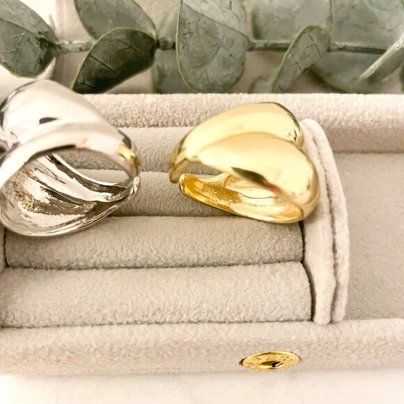 925 Sterling Silver Chunky Ring Thick Dome Ring Silver Statement Ring Bold Ring - Picture 8 of 8